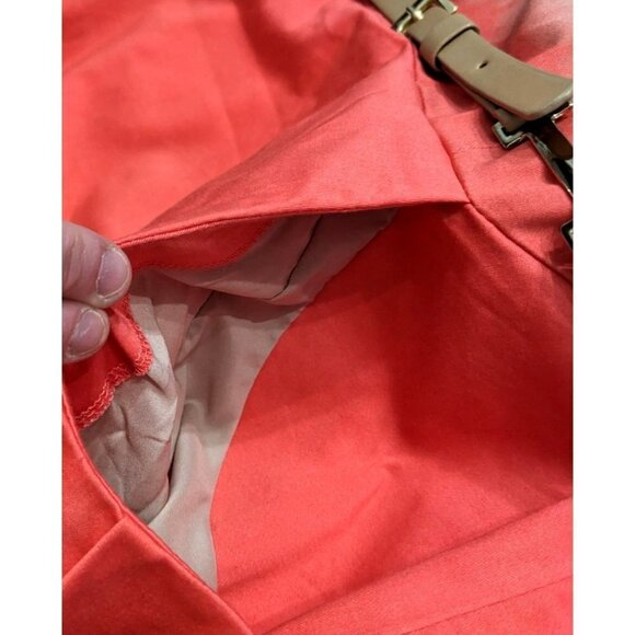 NWT NINE WEST 98% Cotton Coral Tan Belted Sheath Dress Sz 8 Sleeveless Tie Dye - Picture 8 of 11